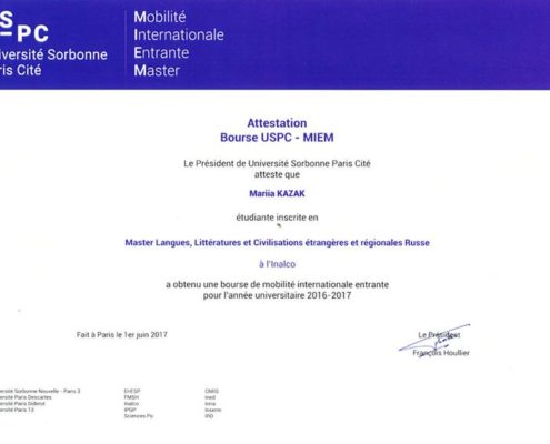 Certification MIEM - Université Sorbonne - FormaRusse