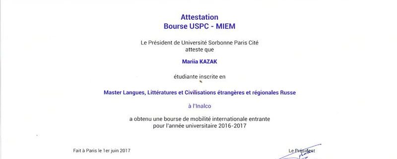 Certification MIEM - Université Sorbonne - FormaRusse